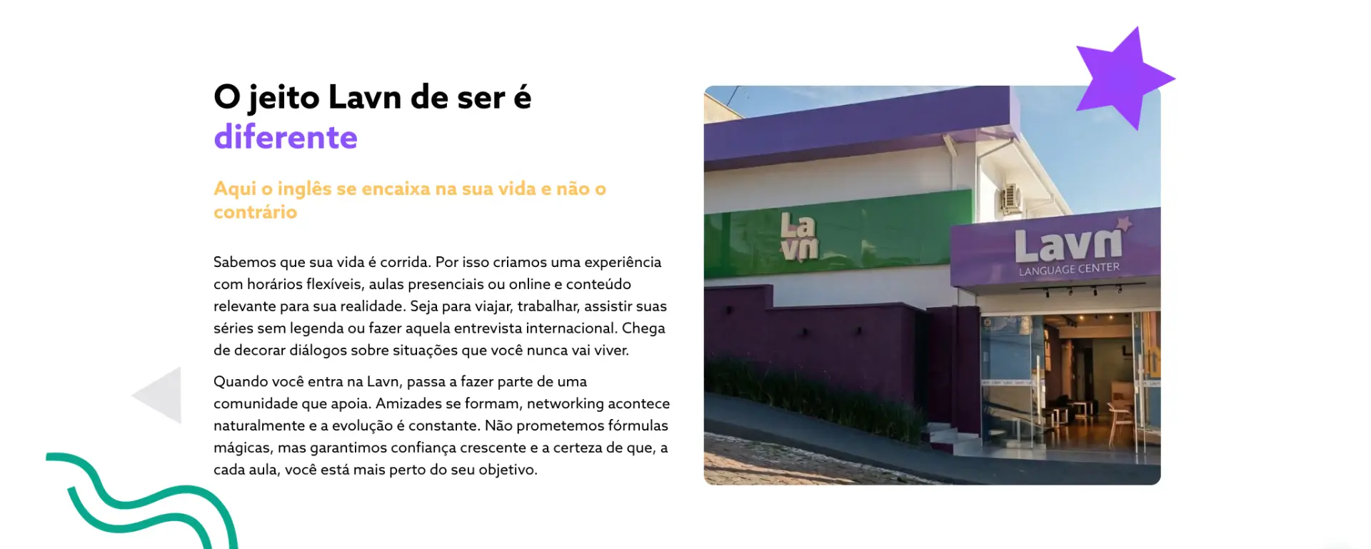 Seção institucional do Site da Lavn