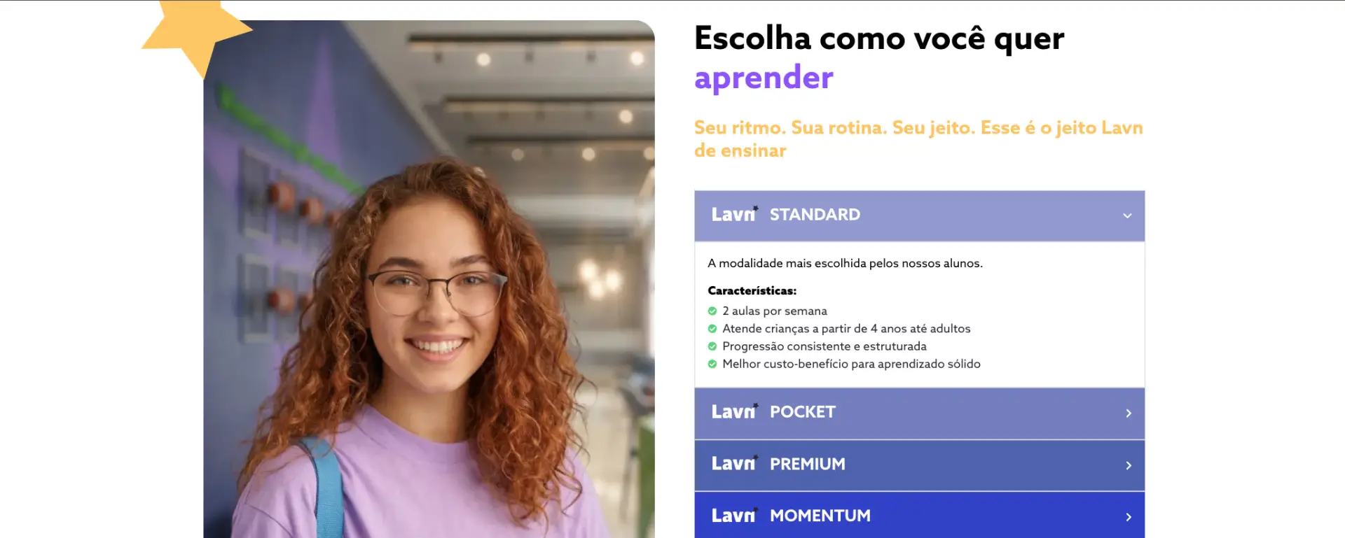 Demonstrativo de planos Lavn para alunos
