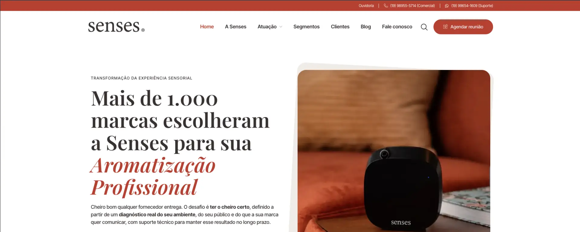 Site do Grupo Senses, empresa de marketing olfativo B2B, gerido pela Futuring®