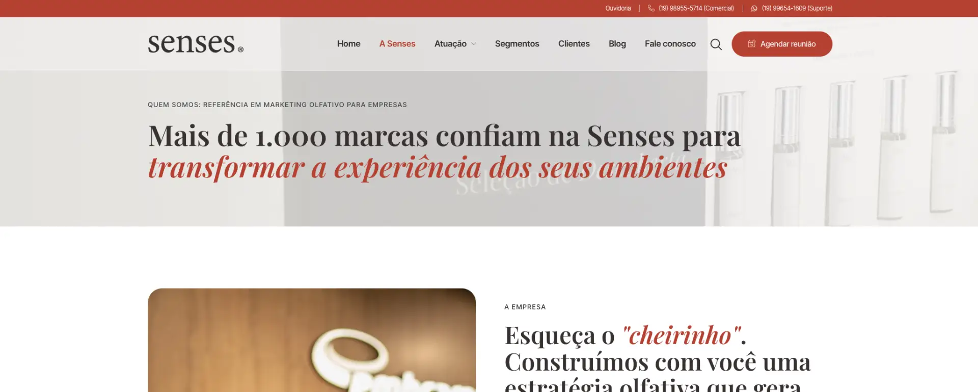 Página de quem somos do Grupo Senses