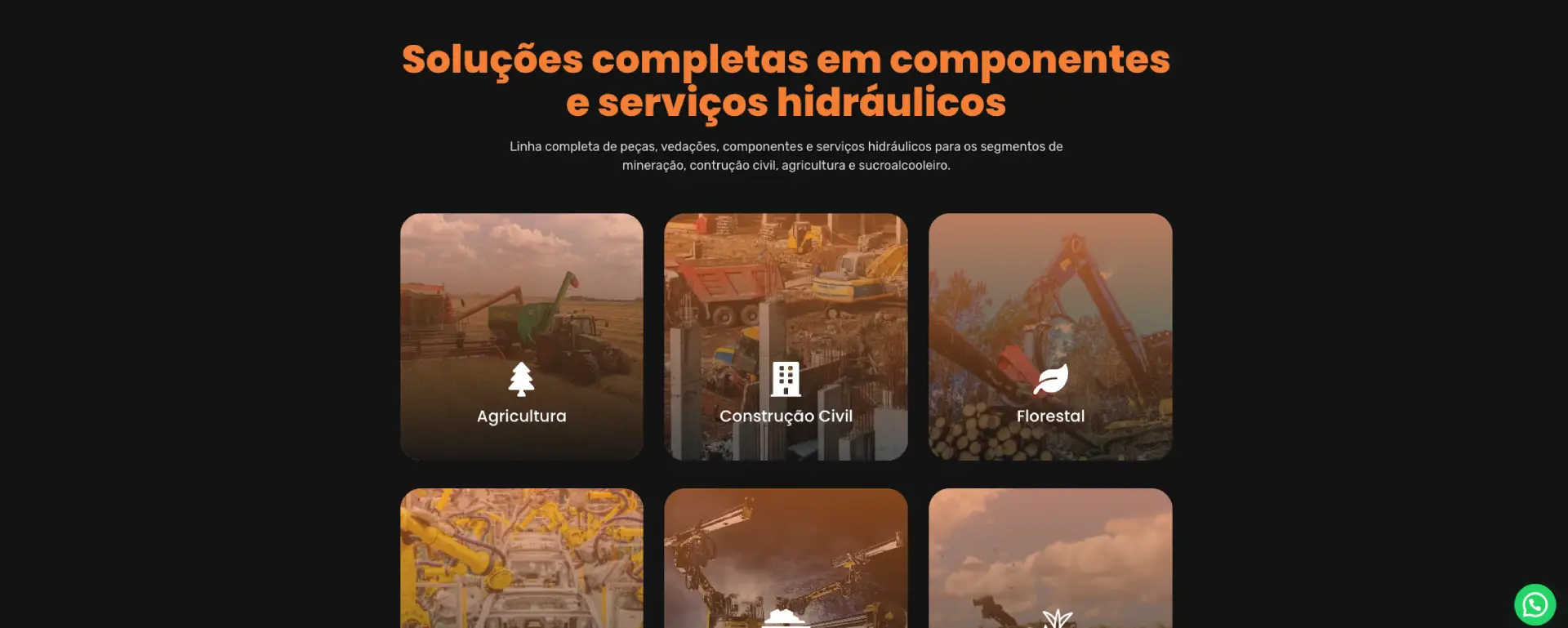 Página de soluções industriais da Vedacil otimizada para busca orgânica