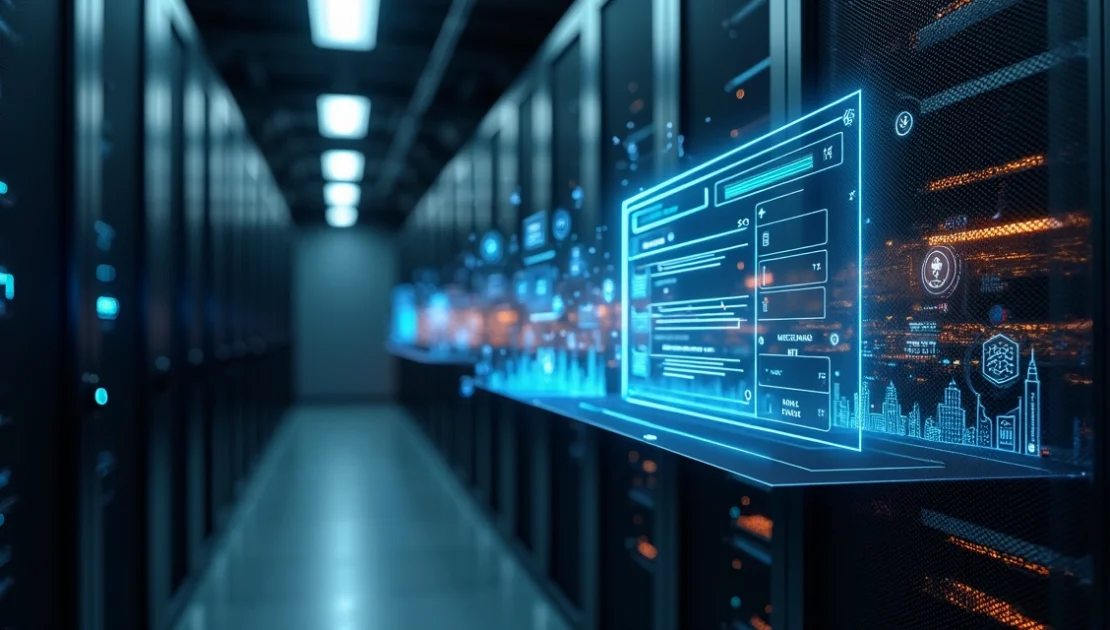 Servidor moderno projetando plataforma EaD com camadas de código e métricas de SEO
