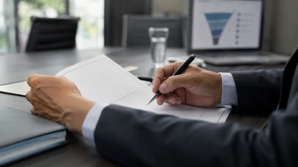 Executivo de vendas analisando painel de CRM em notebook após mudanças na fiscalização da ANPD